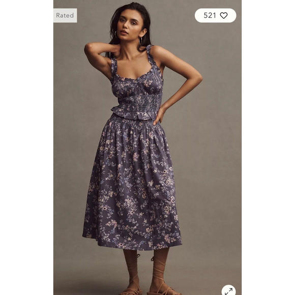 Anthropologie Dresses & Skirts - Anthropologie SLEEVELESS SMOCKED-WAIST RUFFLED MIDI DRESS $178 retail size large